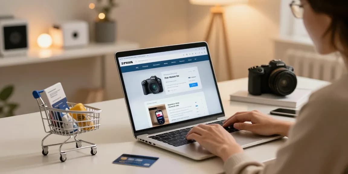 An attractive e-commerce scene showcasing sina magnetica products in an online shopping context, highlighting best deals on LED innovations.
