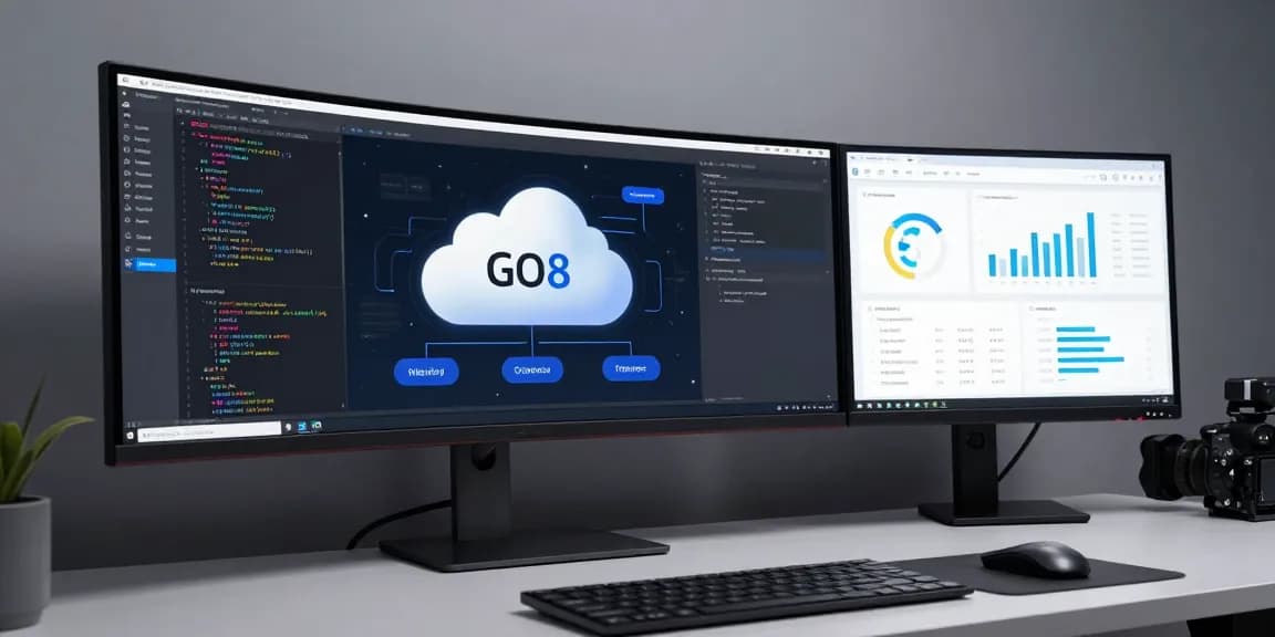 GO8's advanced cloud computing solutions in a modern tech workspace.