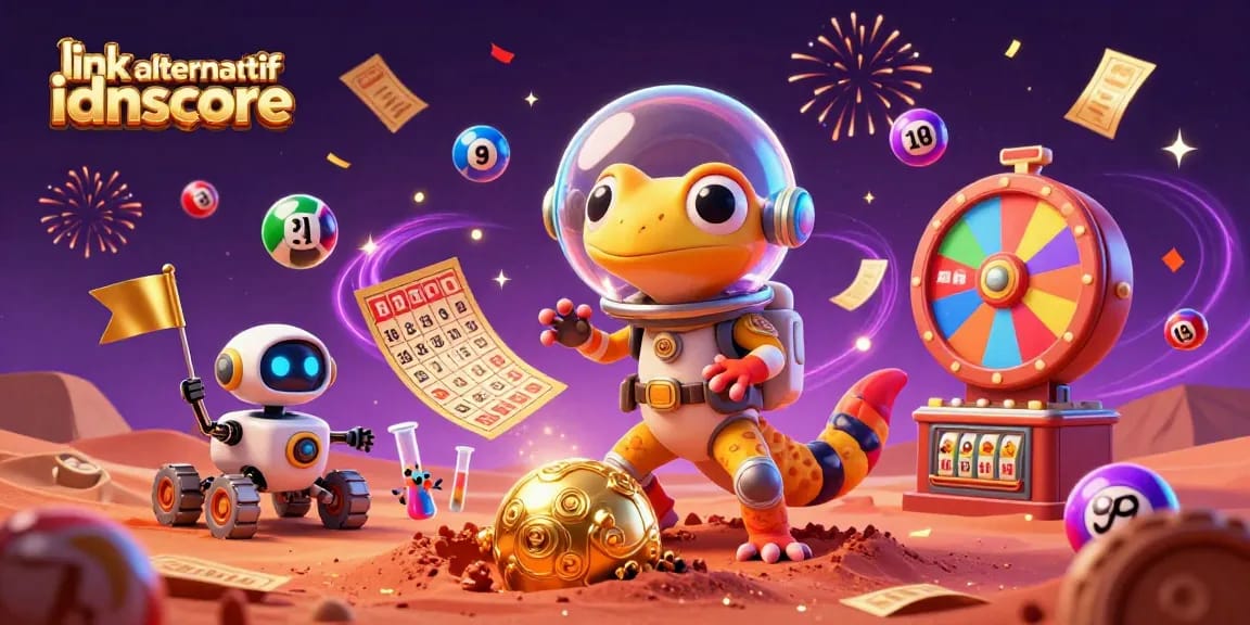 Experience the excitement of gaming on link alternatif idnscore with vibrant lottery balls and festive elements.