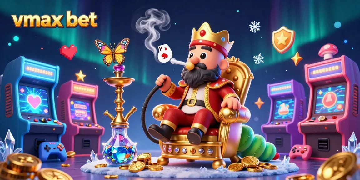 Experience the excitement at vmax bet with a vibrant 3D casino illustration featuring colorful characters and gaming elements.