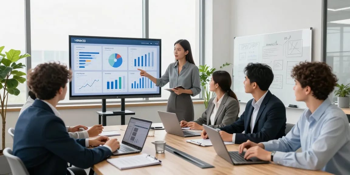 Team collaborating on XPAY33 metrics in a modern office