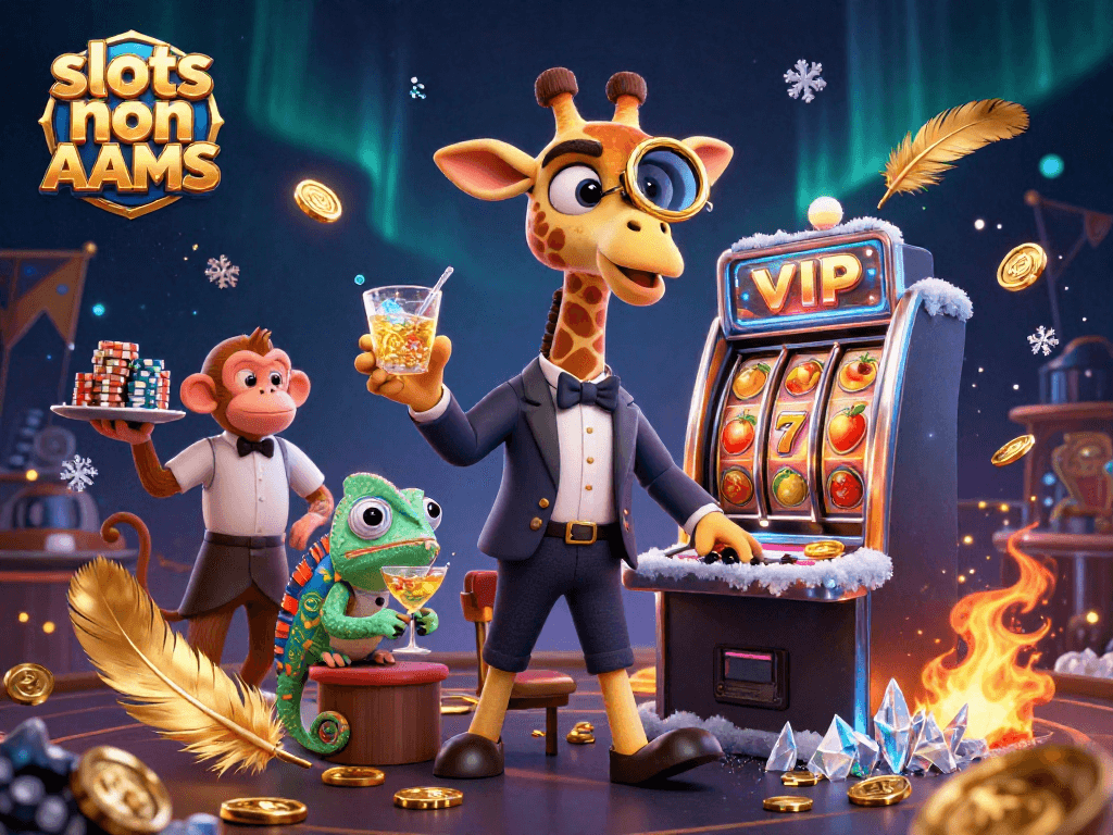 Giocatori felici mentre si divertono con le slot non AAMS, circondati da monete d'oro e simboli del jackpot.