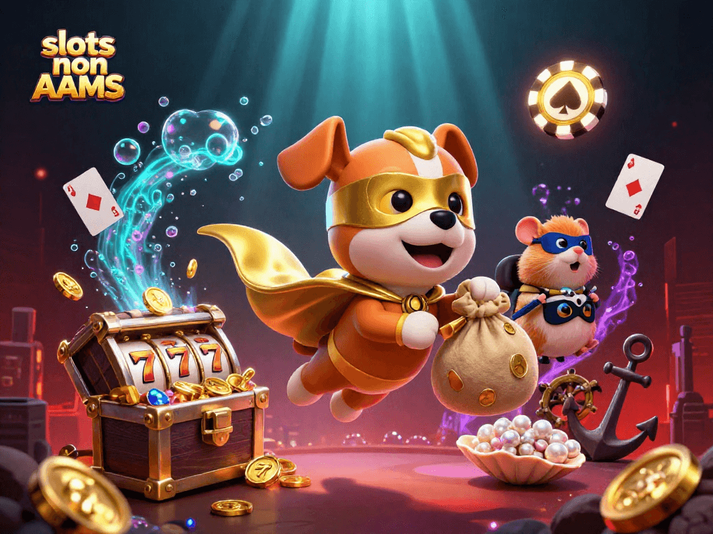 Gioca con le slot non AAMS e vinci oro e premi in questa vivace scena di casinò.