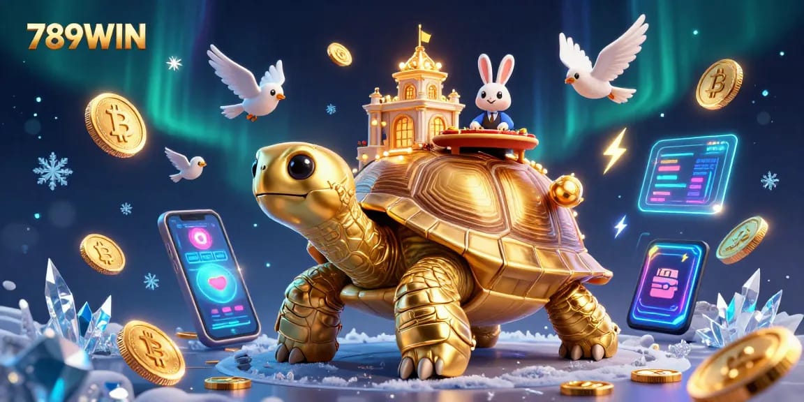 Experience excitement with 789WIN as the giant tortoise casino glimmers with golden coins.