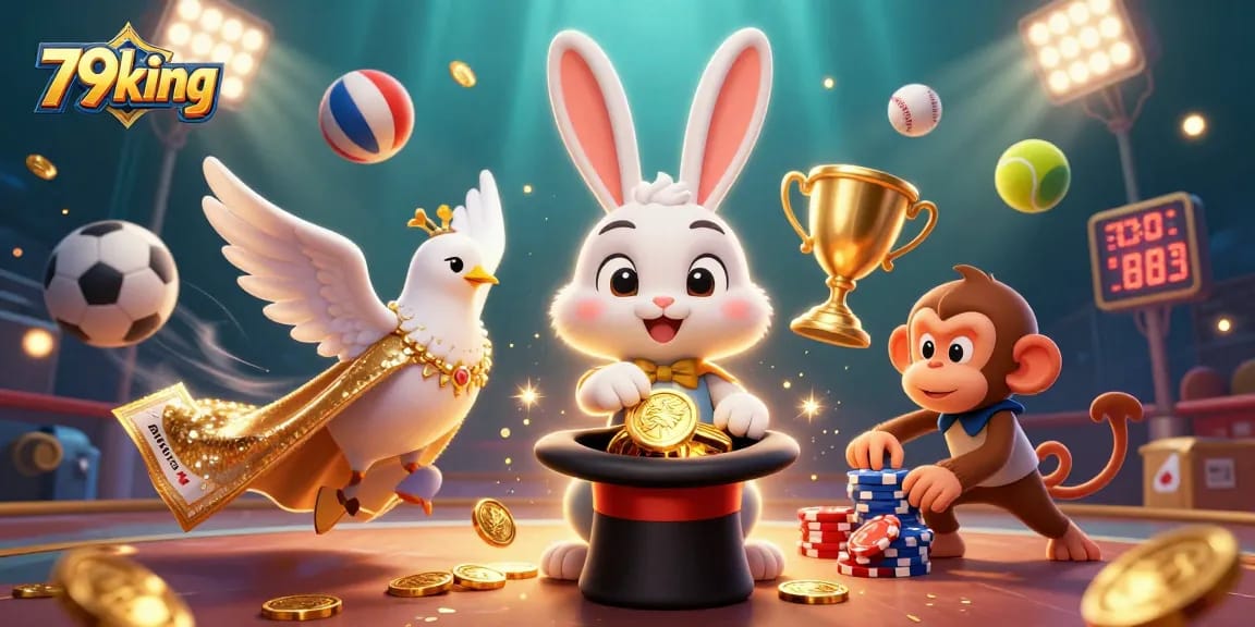 Engage with thrilling gaming experiences at 79king with energetic casino characters and vibrant elements.