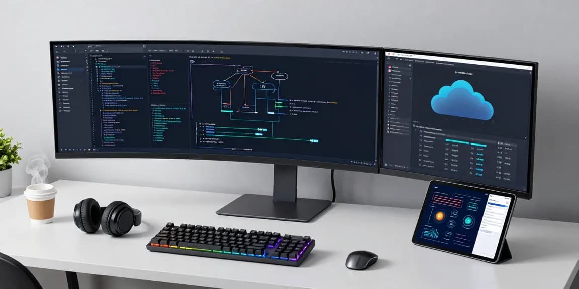 gi8ee software development workspace showcasing advanced tech and coding.