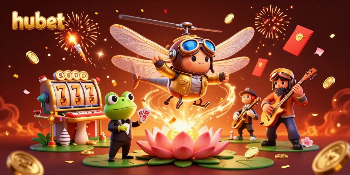 Engage in thrilling gameplay with hubet at a colorful casino scene featuring vibrant characters.