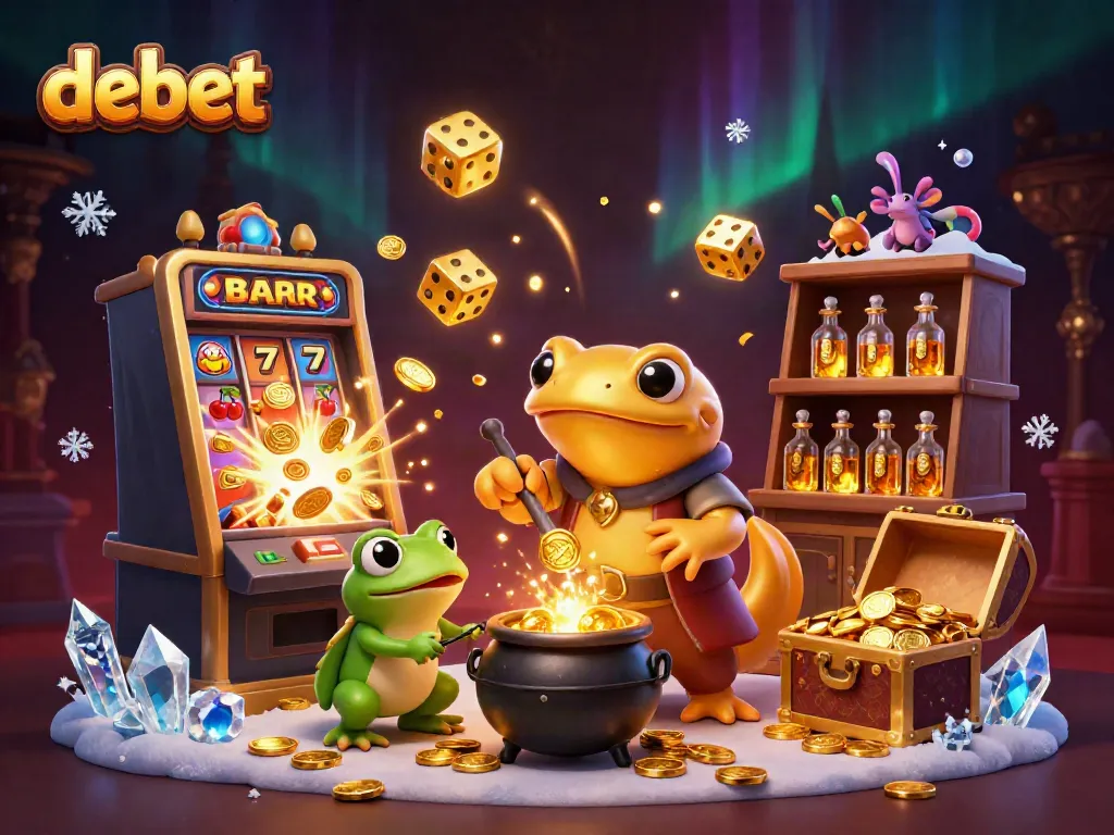Experience the allure of debet with a dynamic 3D illustration of golden alchemy in a casino setting.