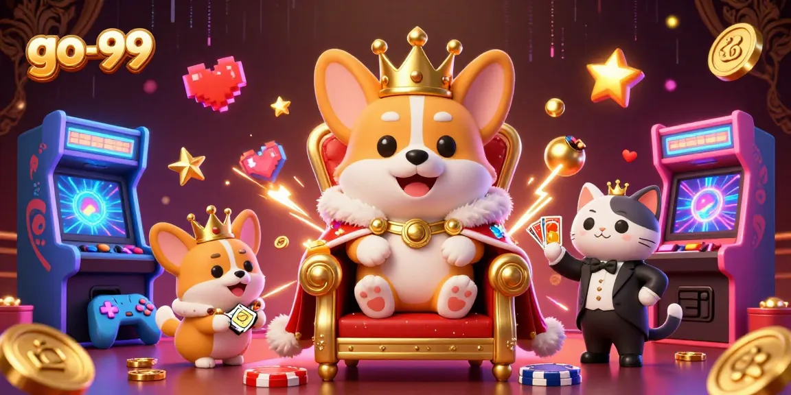 Experience the excitement of go-99 with a royal corgi and colorful casino-themed elements