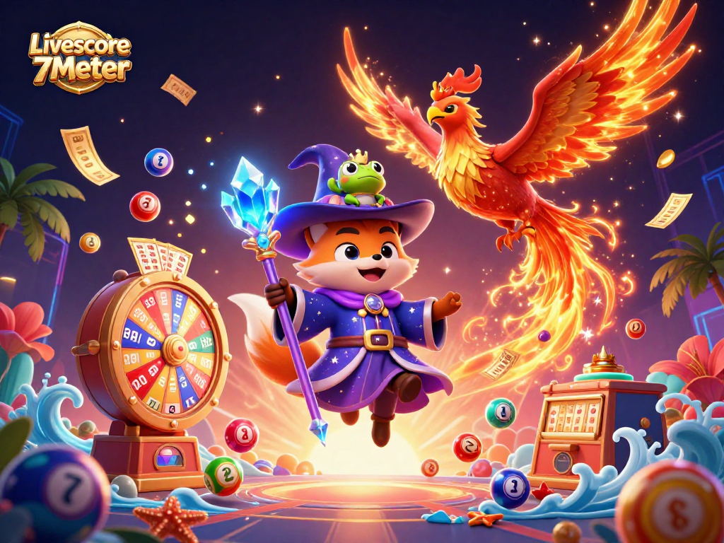 Experience thrilling gaming with Livescore 7Meter amidst a magical casino scene of vibrant delights.