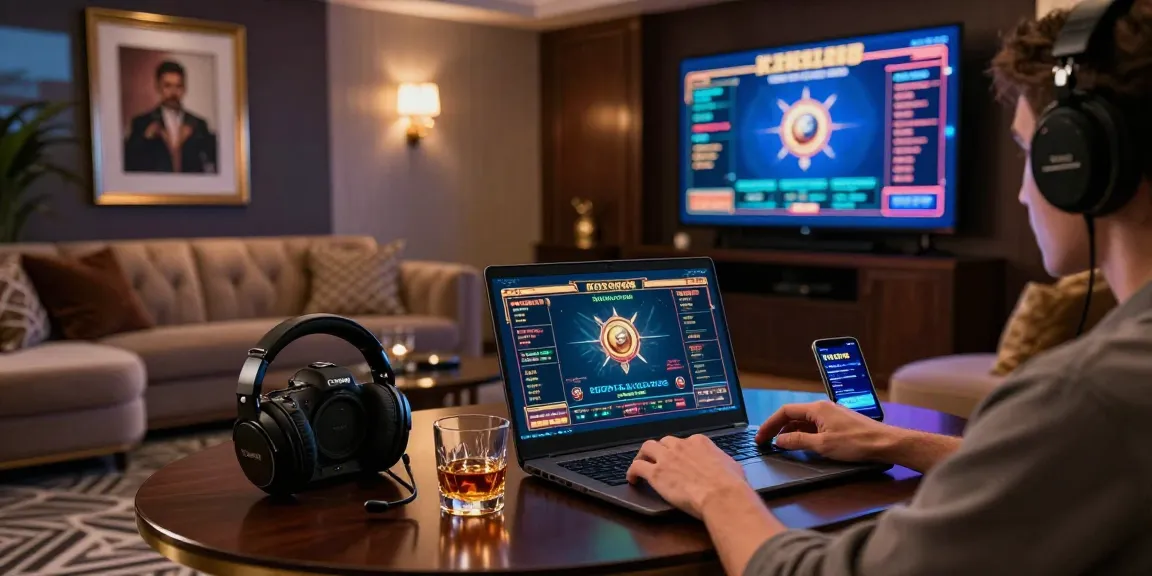 Experience the elegance of rokok88 with a stylish gamer in a luxurious setting.