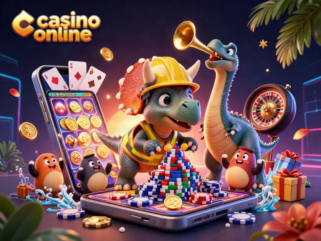 Gioca nel casinò online con un triceratopo che costruisce una torre di chip e ruota la fortuna!