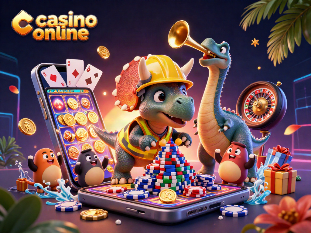 Gioca nel casinò online con un triceratopo che costruisce una torre di chip e ruota la fortuna!