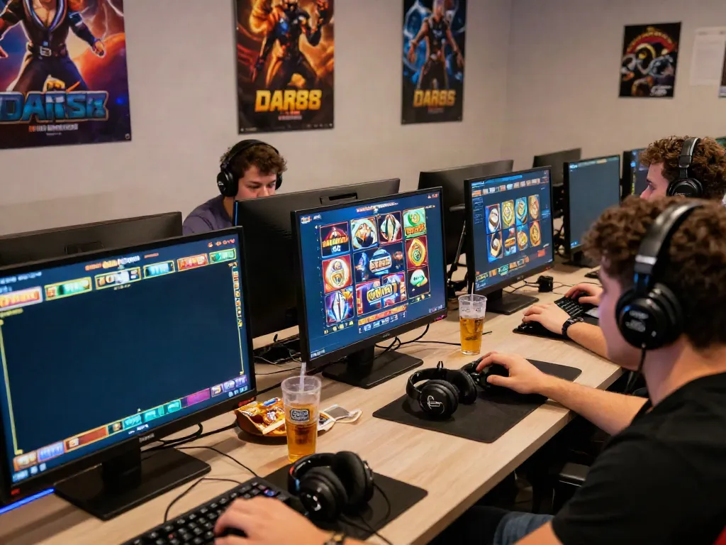 Engaged players enjoying slot games on DA88 platform with vibrant graphics.