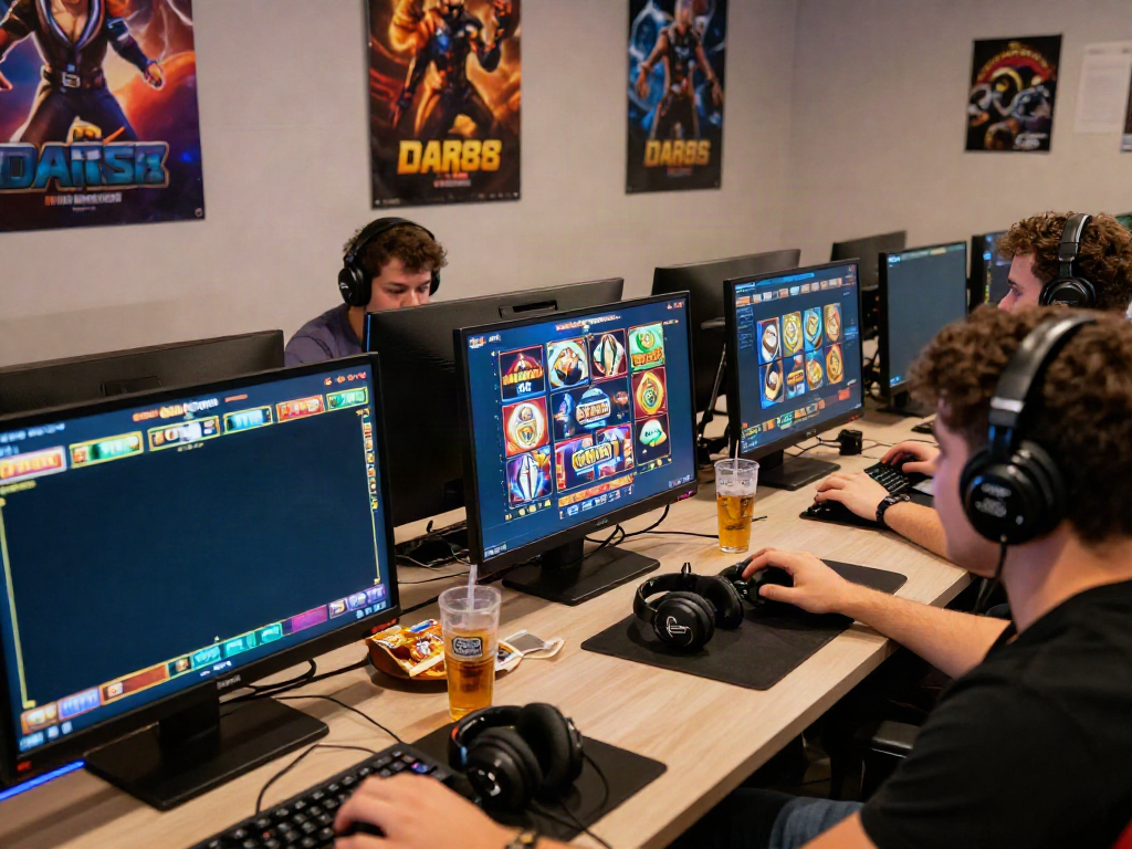Engaged players enjoying slot games on DA88 platform with vibrant graphics.