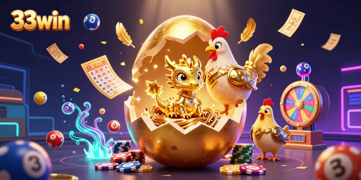 Experience thrilling gameplay at 33win with an enchanting golden dragon and vibrant lottery elements.