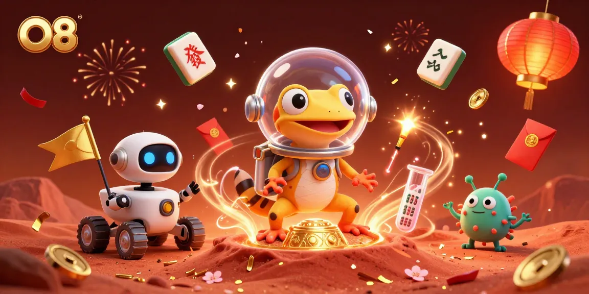 Experience fun at O8's vibrant Martian casino with animated characters and rich casino symbols.