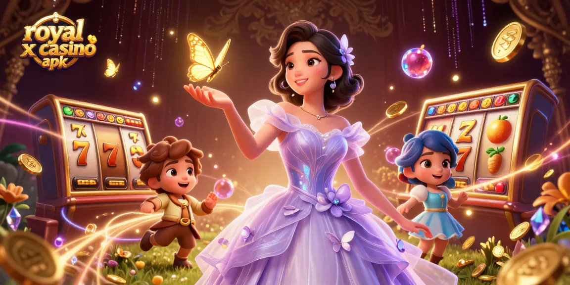 Experience immersive gaming with royal x casino apk featuring slots and golden butterflies.