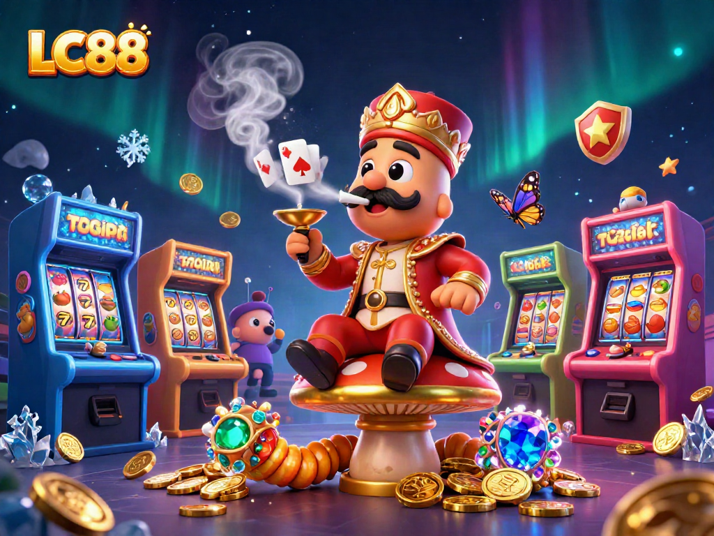 Experience winning moments at LC88 with a colorful casino scene bursting with game elements and excitement.