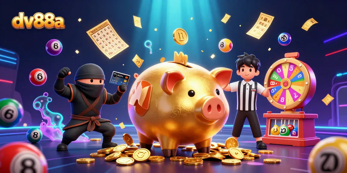Engage with lively gaming action at dv88a as a golden piggy bank sumo wrestler breaks the jackpot!
