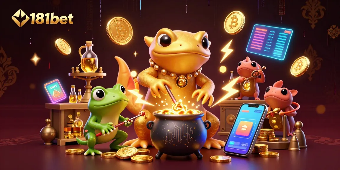 Engage with winning strategies at 181bet through a vibrant 3D casino illustration featuring gold coins and crypto elements.