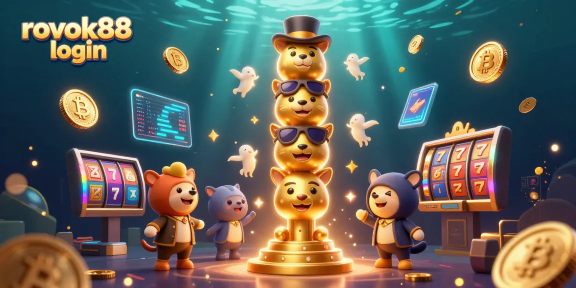 Experience the excitement of rokok88 login with vibrant 3D casino characters and crypto elements.