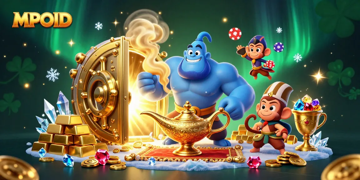 MPOID creates thrilling lottery adventures with a magical genie, vibrant treasures, and casino atmosphere.