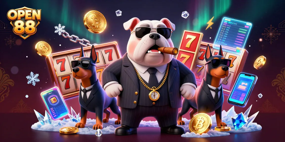 Engage in exciting gameplay at OPEN 88 with vibrant slot machines and crypto elements.
