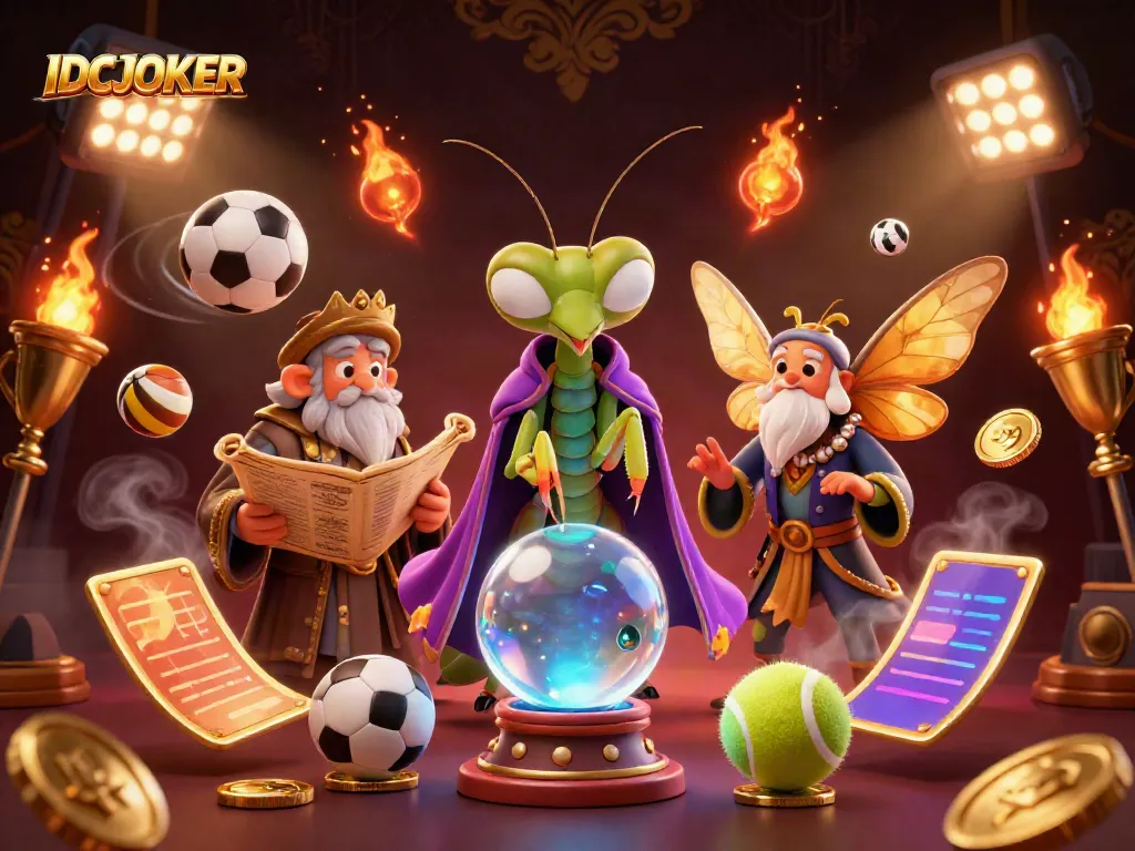 IDCJOKER immersive experience with a mystical fortune teller and golden casino elements.
