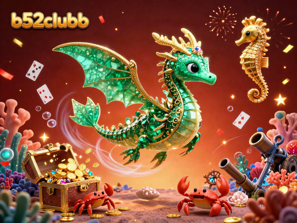 b52clubb immerses players in a vibrant underwater treasure hunt with a sea dragon, gold coins, and dynamic gaming elements.