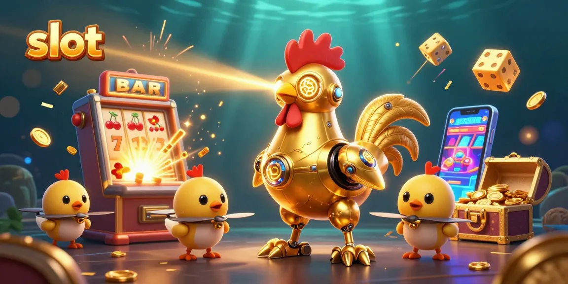 Menangkan slot dengan robot ayam emas yang mengeluarkan laser dan permainan kasino mewah.