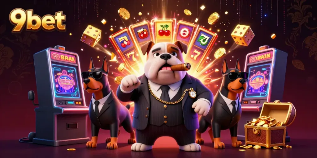 Win big with 9bet's colorful casino game hub, featuring exciting gambling characters and dynamic slot action