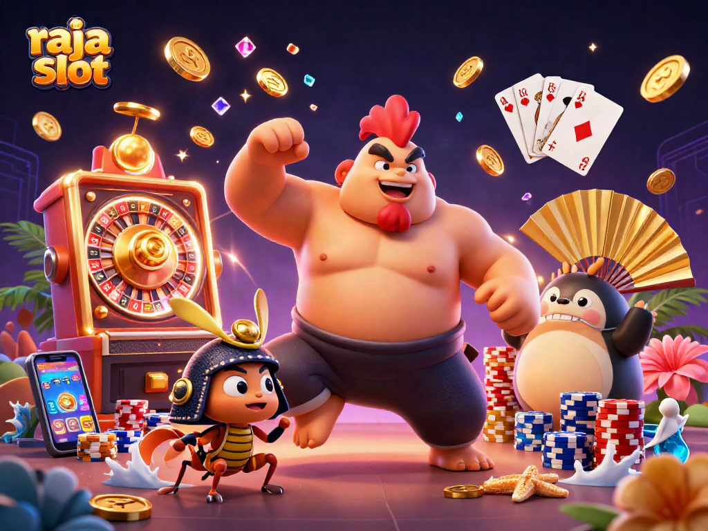 Engage with raja slot as dynamic creatures interact in a vibrant casino scene.