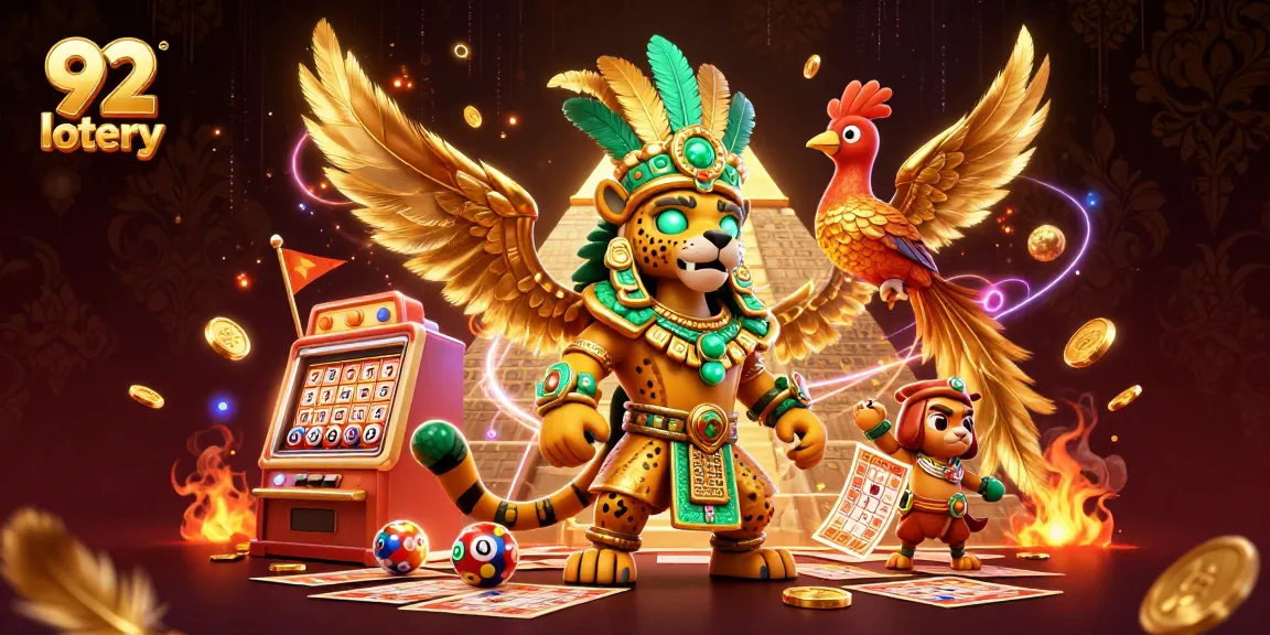 Play the exciting 92 lotery with vibrant numbered balls and gold coins swirling around.