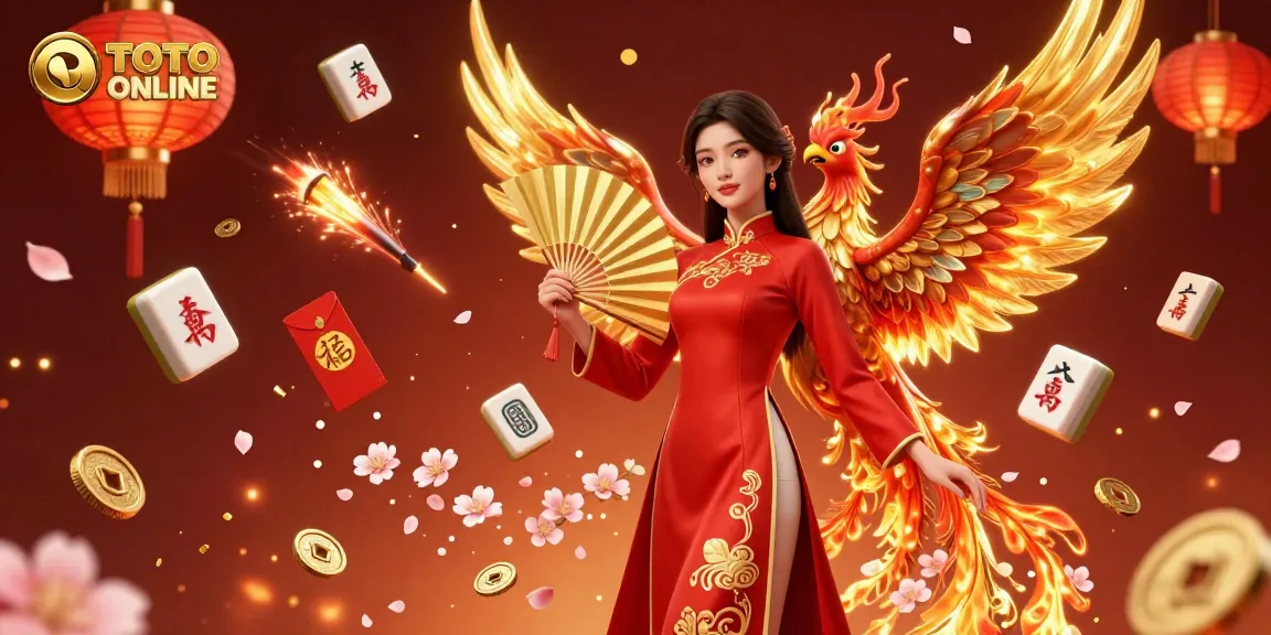 TOTO ONLINE showcases a vibrant scene of 3D animated characters surrounded by gaming elements and cherry blossoms, ideal for online gambling.