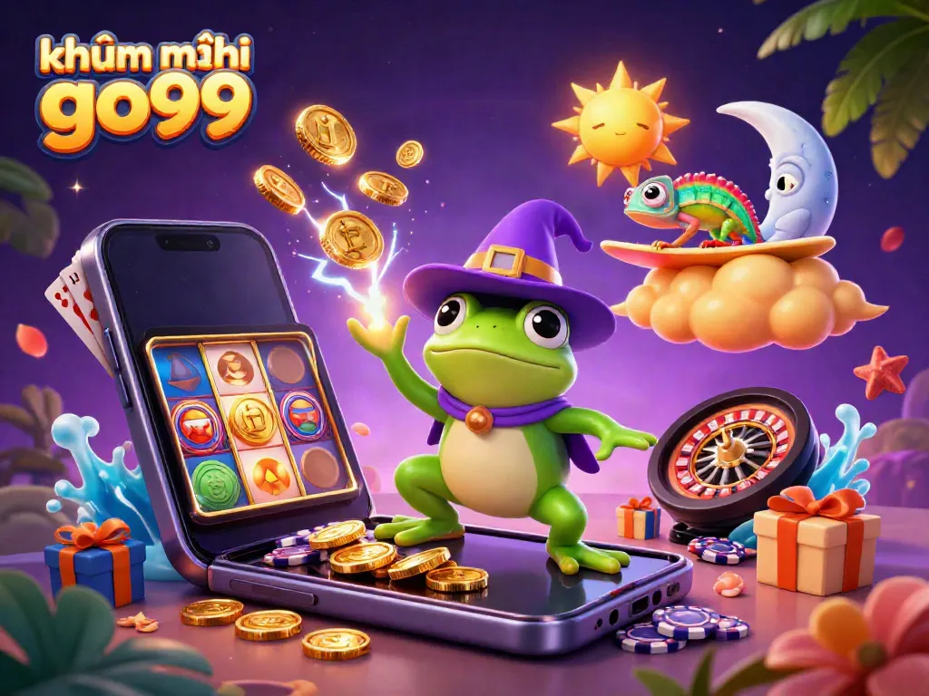 Engage with the excitement of khuyến mãi go99 as a weather wizard frog conjures gold, showcasing vibrant casino games.