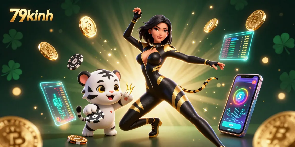 Experience thrilling gaming at 79kinh with a dynamic casino scene featuring poker and vibrant crypto elements.