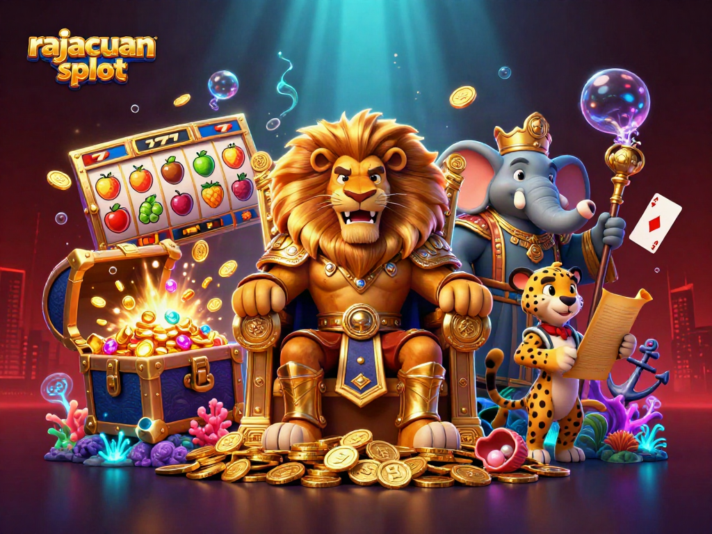 Experience the rajacuan slot in a vibrant scene with royal characters and energetic casino elements.