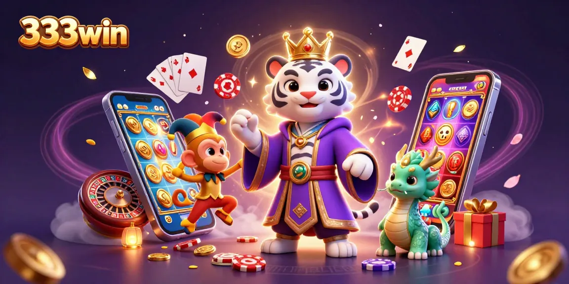 Engage in thrilling games at 333win with lively 3D characters and casino elements showcased.