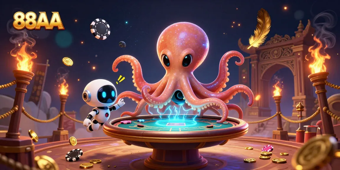 Experience thrilling gameplay with 88AA's vibrant 3D alien casino scene showcasing poker and adventure.
