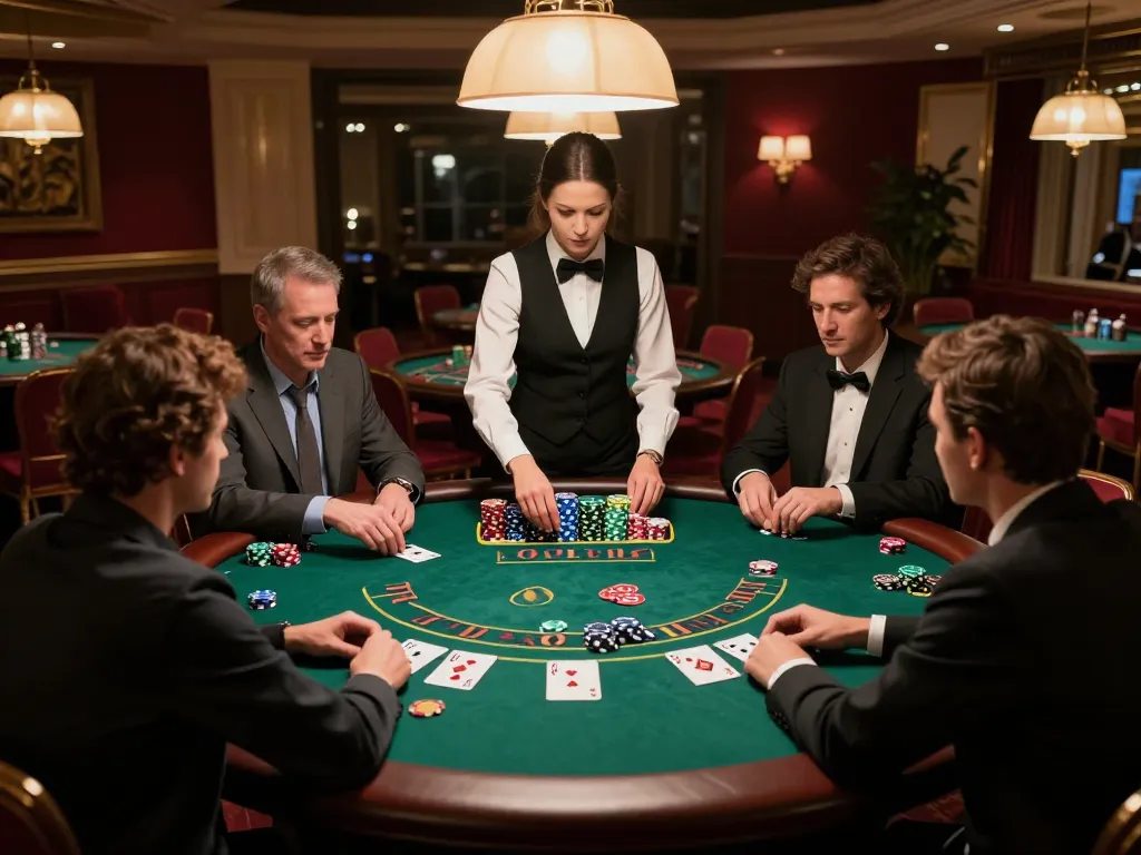 Experience strategic gameplay with bestweddingbackdrops at an elegant blackjack table.