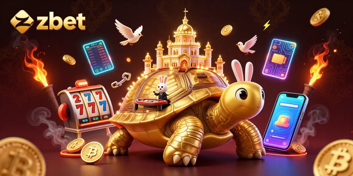 Enjoy thrilling moments with zbet's unique casino experience featuring a golden tortoise and dealer.