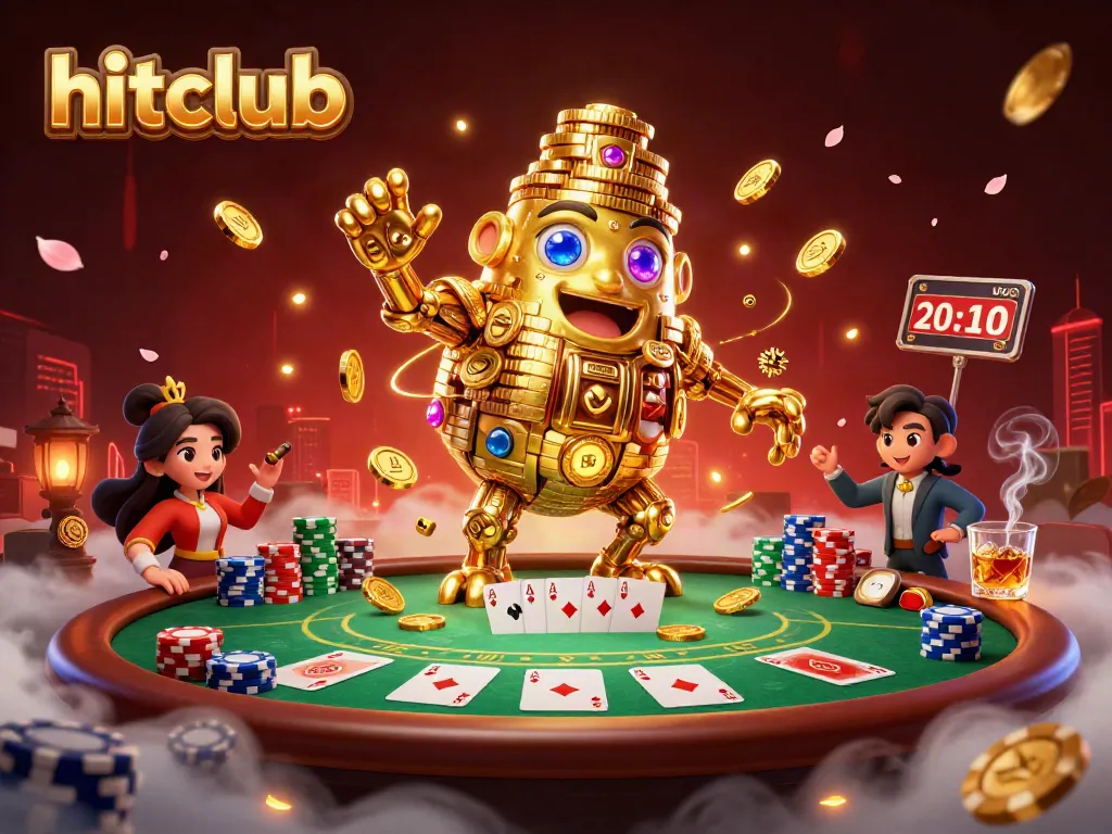 Experience the thrill of winning at hitclub in this vibrant 3D casino scene.
