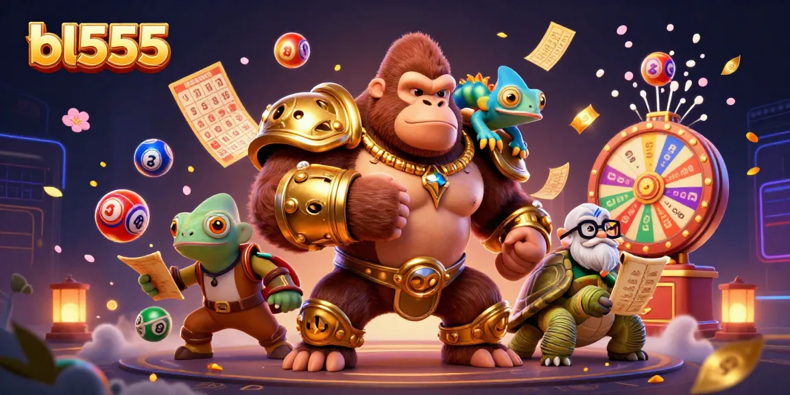 Engage with the exciting world of bl555 with vibrant lottery elements and dynamic casino characters.