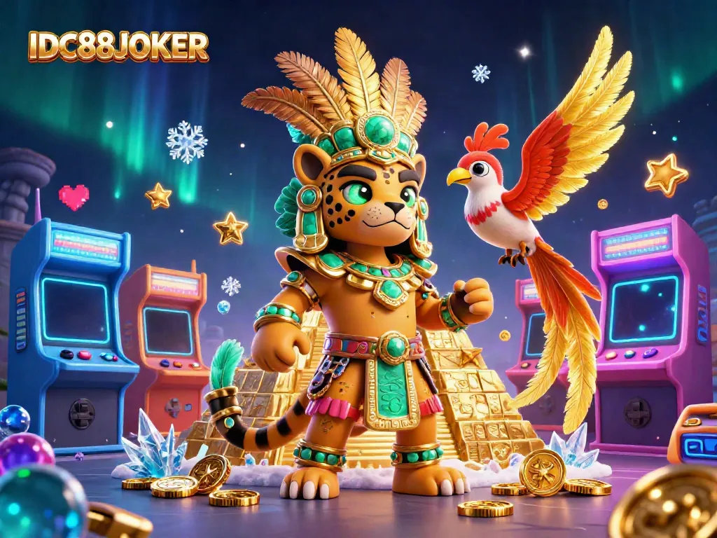 Engage in the thrilling world of IDC88JOKER with a colorful 3D digital illustration depicting casino excitement.