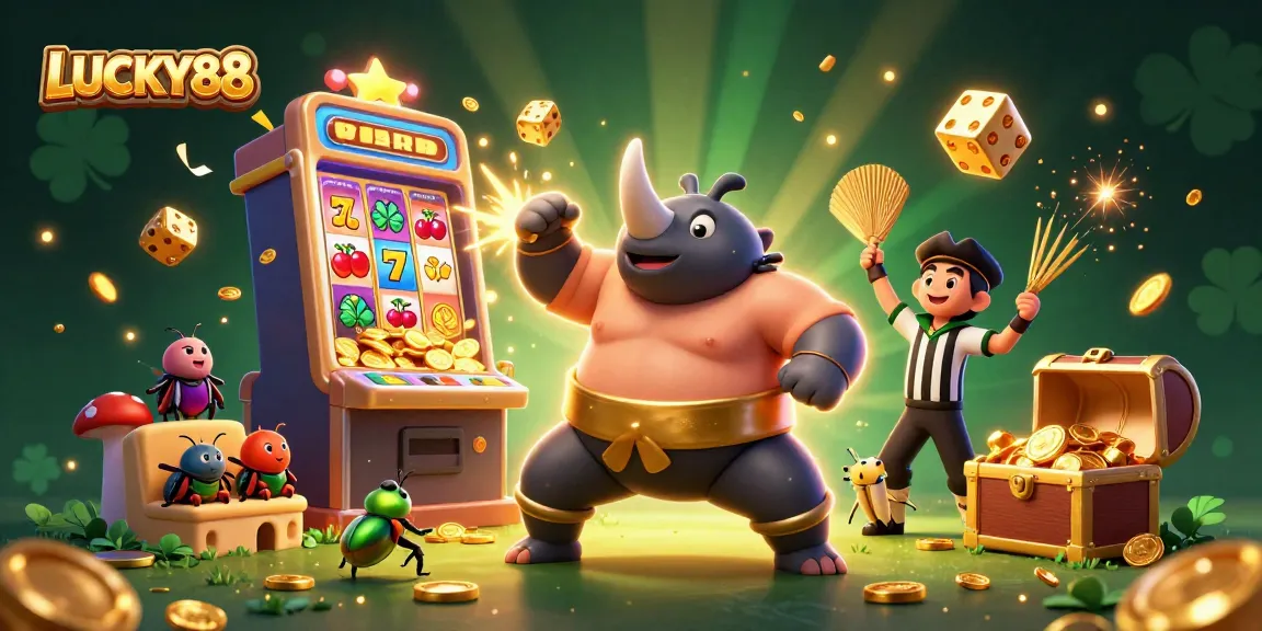 Experience the exciting casino action at LUCKY88 with vibrant 3D characters and dynamic jackpot scenes.
