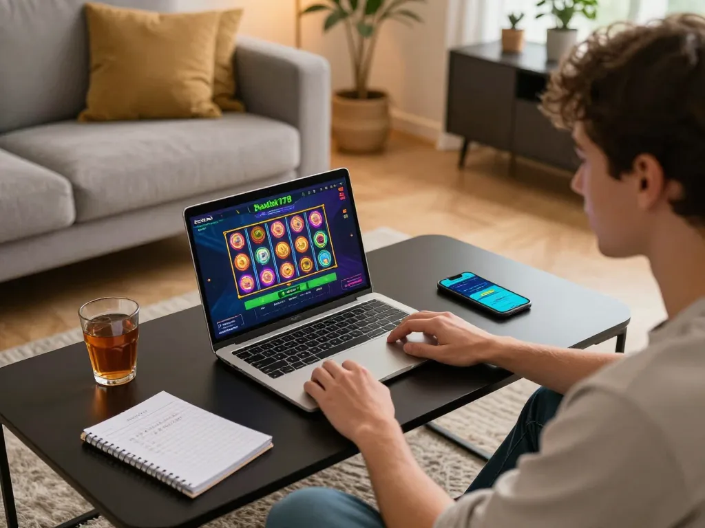 Engaging gameplay on the badak178 platform displaying vibrant slot machine reels and strategic betting moments.