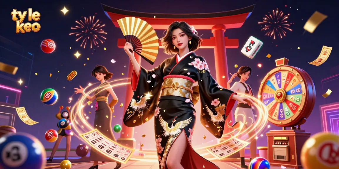 Experience ty le keo with vibrant lottery elements and a stunning Asian theme in this casino illustration.