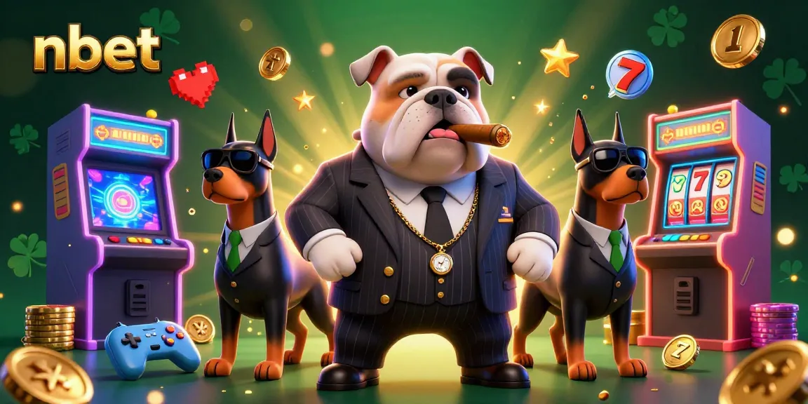 Engage with nbet's thrilling gaming scene featuring a mafia bulldog and exciting casino elements.