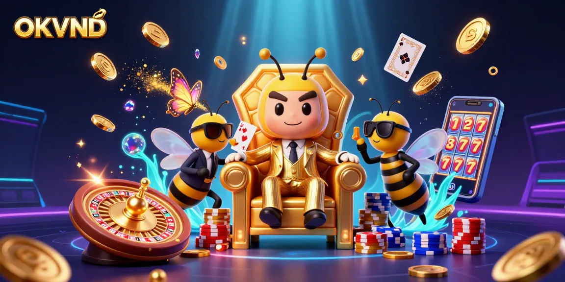 OKVND casino scene with a bumblebee mob boss surrounded by wealth and gaming elements.